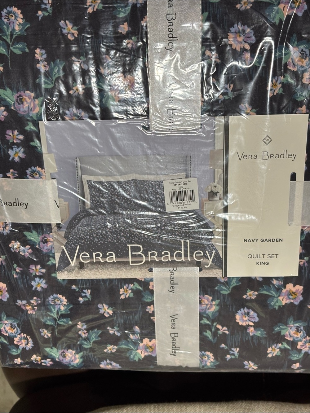 Vera Bradley Navy Floral King Quilt Set - Navy with Pink & Green Accents - Picture 6 of 6